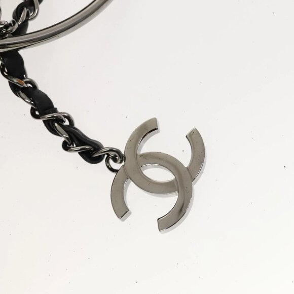 CHANEL Hand Bag Tweed Black Silver CC Auth - Picture 10 of 15